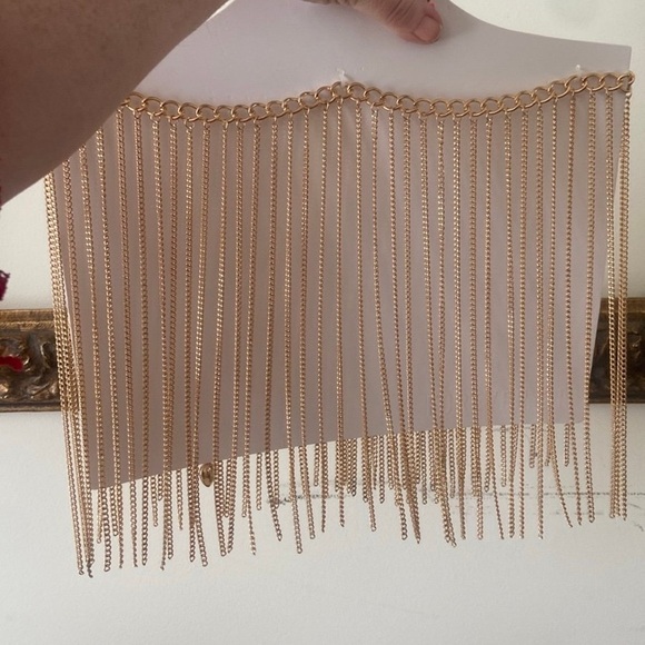 Gold Tassel Fringe Skirt Waist Chain Hip Belt Jewelry Heart Pendant - Picture 2 of 3